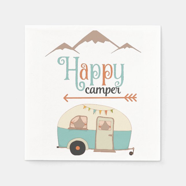 Serviette En Papier HAPPER CAMPER mignon Retro RV (Devant)