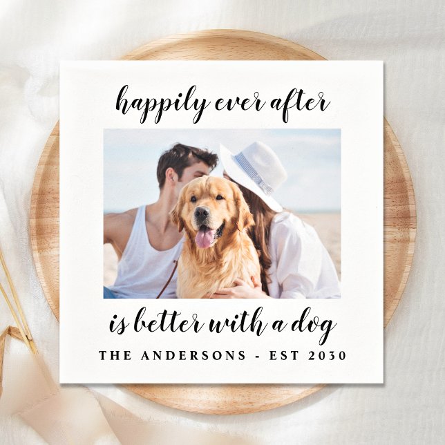 Serviette En Papier Happily Ever After Dog Photo Pet Wedding (Créateur téléchargé)