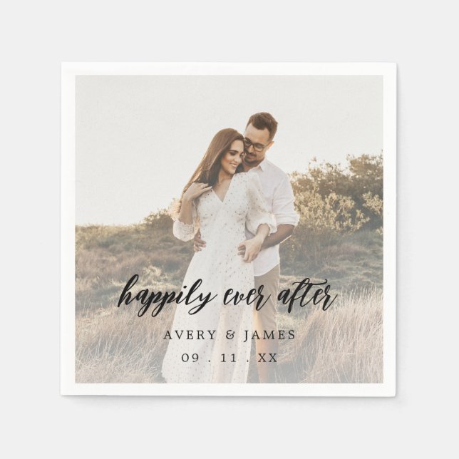 Serviette En Papier Happily Ever After Photo Wedding (Devant)