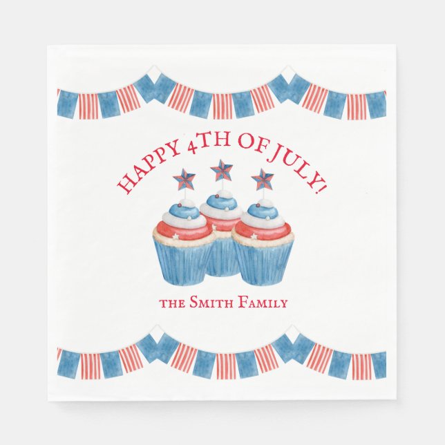 Serviette En Papier Happy 4 juillet Papier Napkin (Devant)