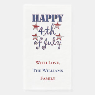 Serviette En Papier Happy 4 juillet Stars and Stripes Typographie