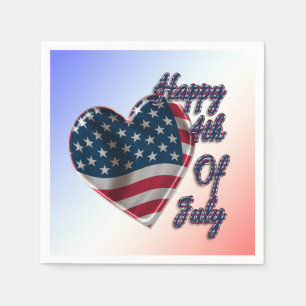 Serviette En Papier Happy 4 juillet USA Flag Heart