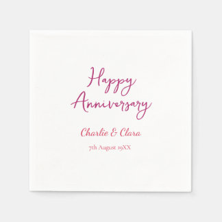 Serviette En Papier  Happy anniversary add name pink bold name date si