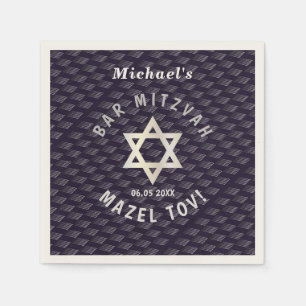 Serviette En Papier Happy Bar Mitzvah 20XX bleu marine motif élégant