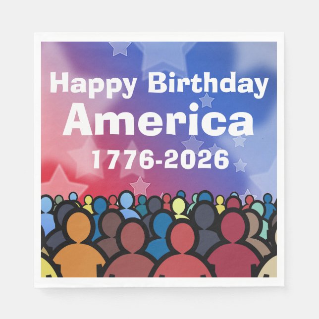 Serviette En Papier Happy Birthday America 1776 to 2026 (Devant)