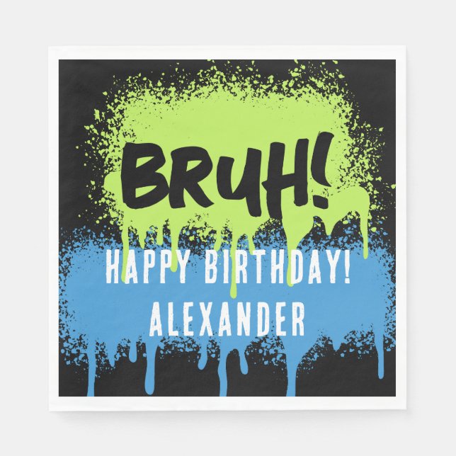 Serviette En Papier Happy Birthday Bruh Boy's Teenager Teen Boy (Devant)