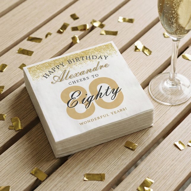 Serviette En Papier Happy Birthday Cheers To 80 Years Celebration (Happy Birthday Cheers To 80 Years Celebration Napkins)