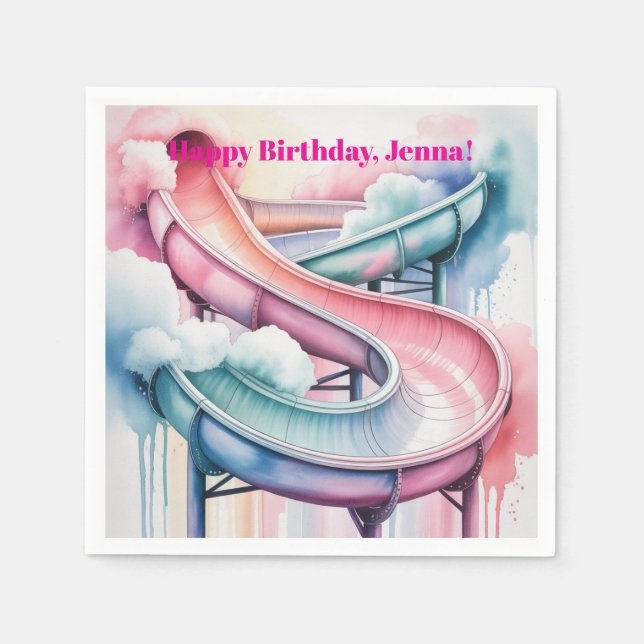 Serviette En Papier Happy Birthday Kids’ Birthday Waterslide Party (Devant)