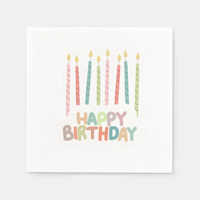 Serviette En Papier Happy Birthday with Candles on (Devant)