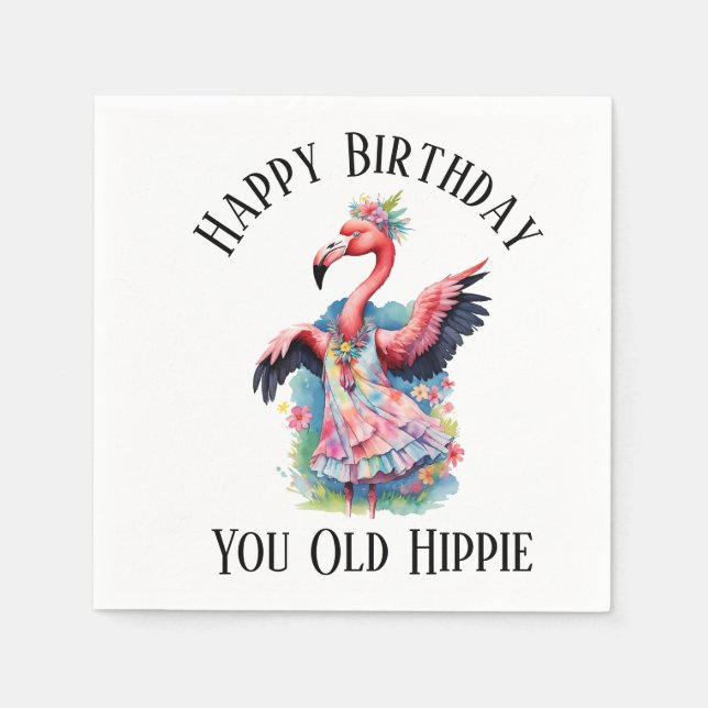 Serviette En Papier Happy Birthday You Old Hippie Retro Seventies (Devant)