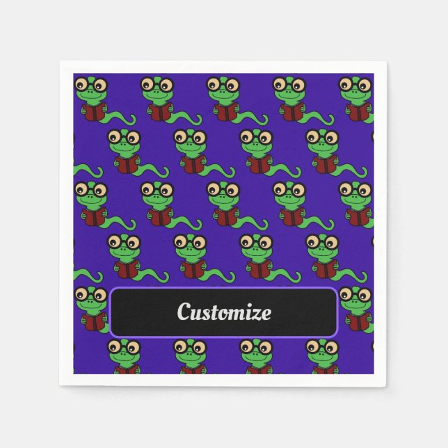 Serviette En Papier Happy Bookworm Purple (Devant)