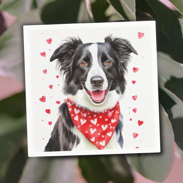 Serviette En Papier Happy Border Collie Red Heart Bandana (Créateur téléchargé)