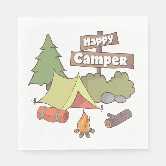 Serviette En Papier Happy Camper Tente Papier Napkin (Devant)
