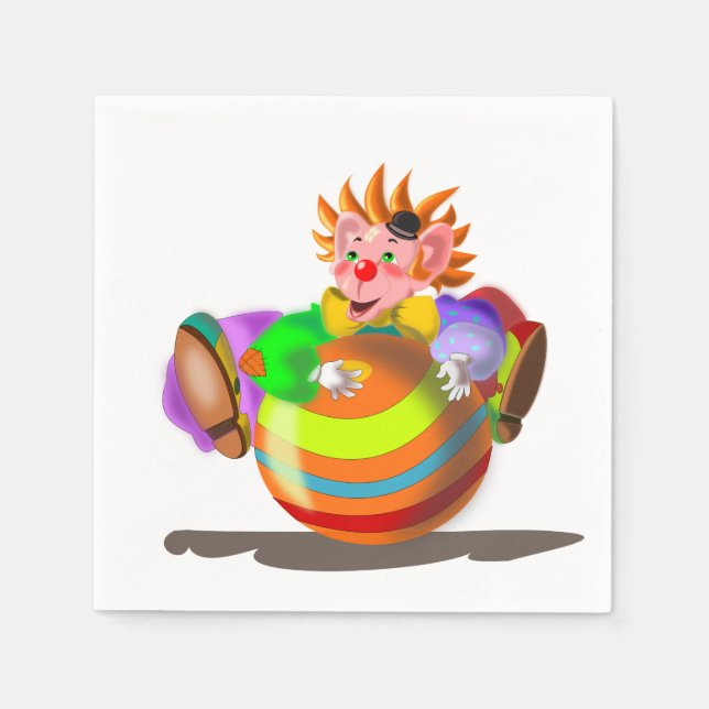 Serviette En Papier Happy Clown Napkins Circus (Devant)