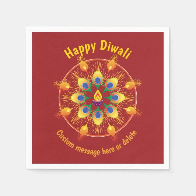 Serviette En Papier Happy Diwali, textes personnalisés, marron / marro (Devant)