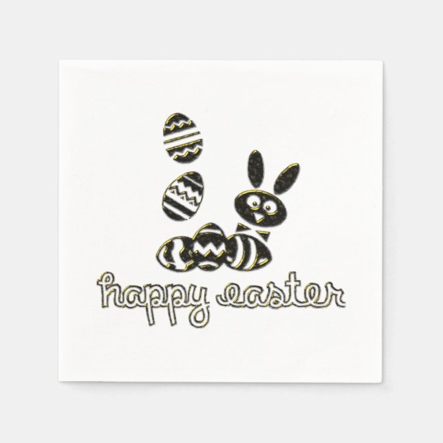 Serviette En Papier Happy Easter Paper Napkin Digital Embossage effet (Devant)
