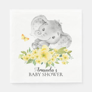 Serviette En Papier Happy Elephant Neutral Papier Baby shower Napkins