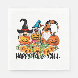 Serviette En Papier Happy Fall Y'all Gnome Leopard Gnome Sunflower