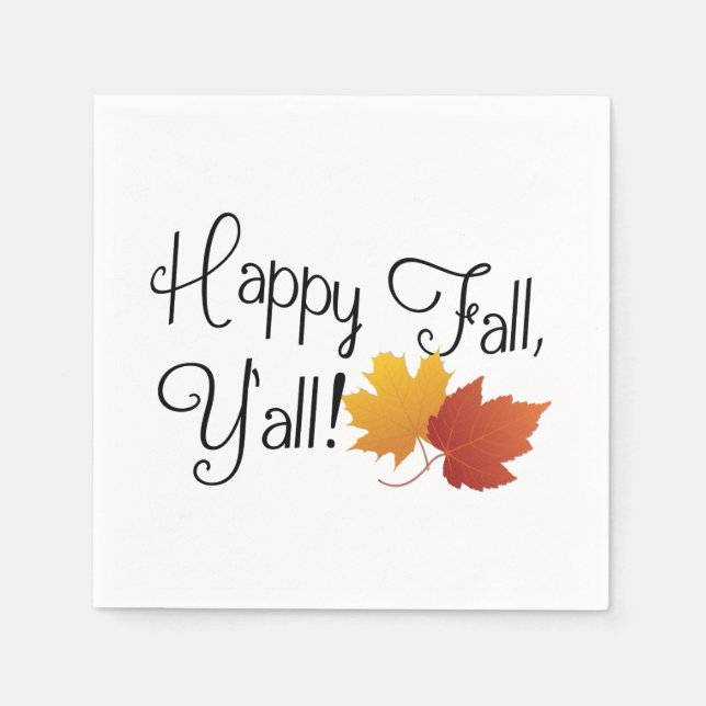 Serviette En Papier Happy Fall Ya'll It's Automne Non Halloween Harves (Devant)