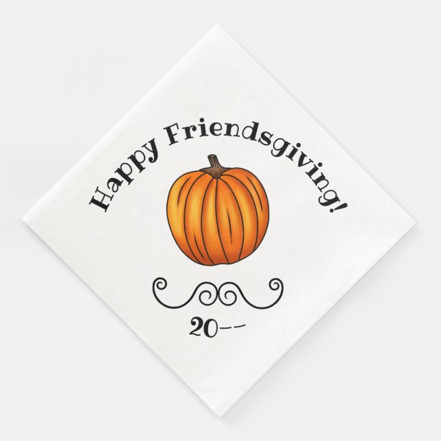 Serviette En Papier Happy Friendsgiving citrouille simple (Coin)