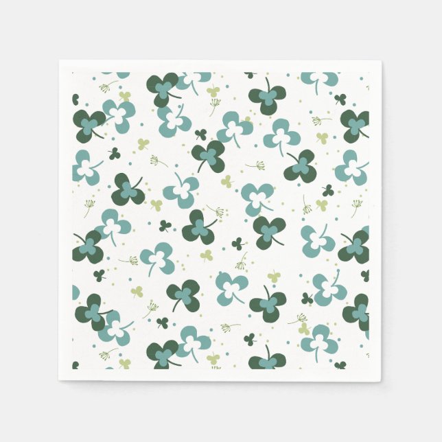 Serviette En Papier Happy Green Clover Feuille Motif d'art III (Devant)
