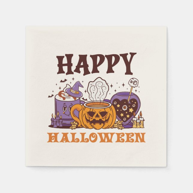 Serviette En Papier Happy Halloween café brasse (Devant)