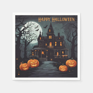 Serviette En Papier Happy Halloween Éffrayant Haunted House