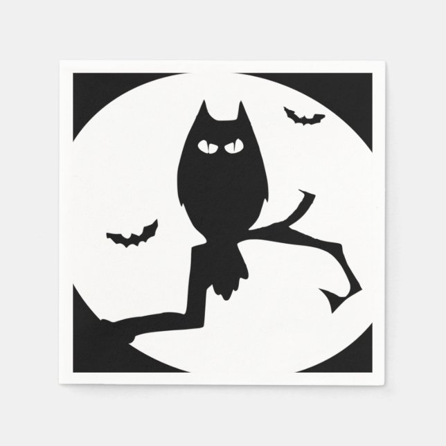 Serviette En Papier Happy Halloween Éffrayant Owl Papier Napkin (Devant)