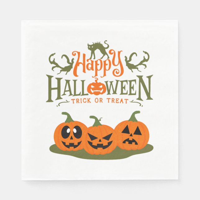 Serviette En Papier Happy Halloween - Halloween Cool (Devant)