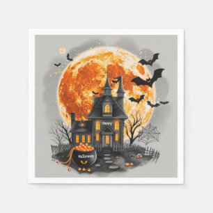 Serviette En Papier Happy Halloween Maison mignonne & Festive Hallowee