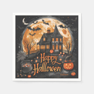 Serviette En Papier Happy Halloween Maison mignonne & Festive Hallowee