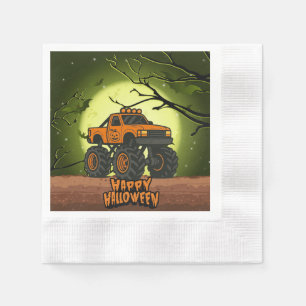 Serviette En Papier Happy Halloween Monster Truck avec chauves-souris