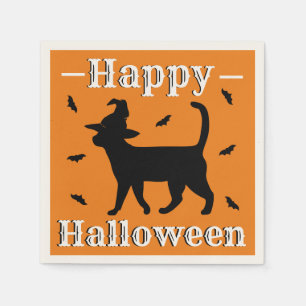 Serviette En Papier Happy Halloween sorcière Casquette Chat & chauves-