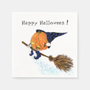 Serviette En Papier Happy Halloween sorcière Citrouille Volant Chambre