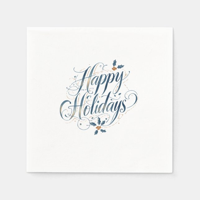Serviette En Papier Happy Holidays Merry Christmas Family New Year (Devant)