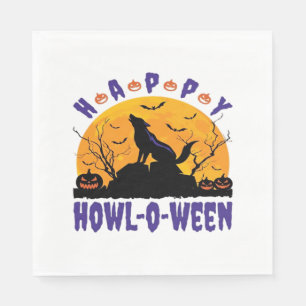Serviette En Papier Happy Howl O Ween Hurlement Halloween Chien Essent