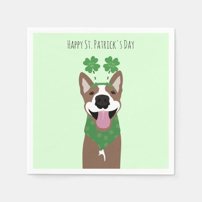 Serviette En Papier Happy Jour de la Saint Patrick Brown chien vert (Devant)