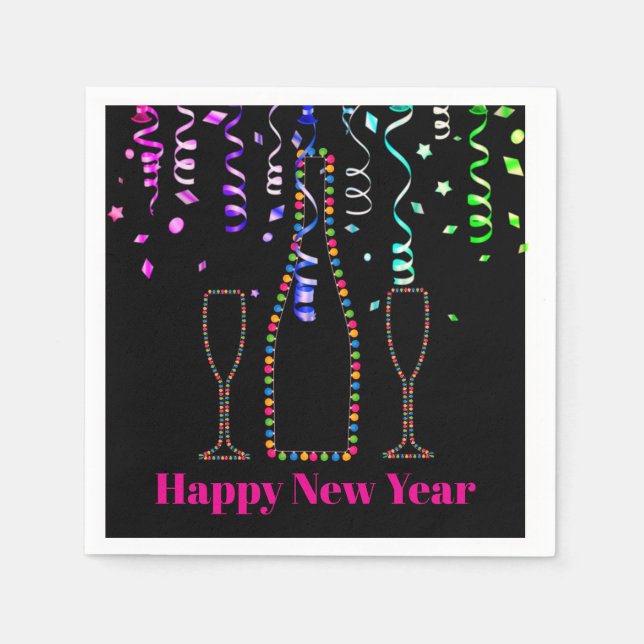 Serviette En Papier Happy New Year Paper Party Napkins (Devant)