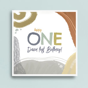 Serviette En Papier Happy One First Birthday boy Papier Napkin