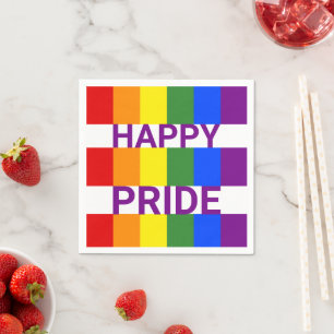Serviette En Papier Happy Pride Modern Rainbow Party