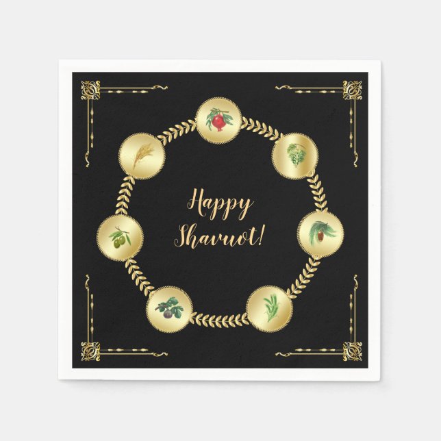 Serviette En Papier Happy SHAVUOT ornement décoratif sept espèces (Devant)