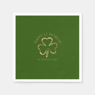 Serviette En Papier Happy St. Patrick Green et Gold Clover Shamrock