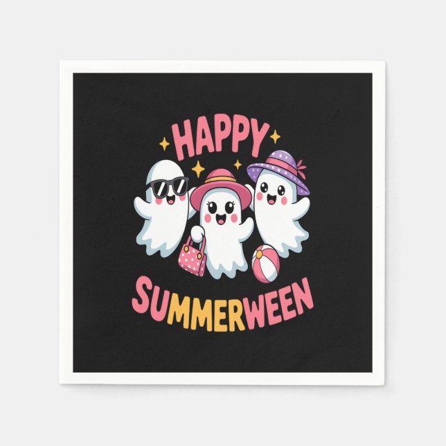 Serviette En Papier Happy Summerween été Halloween drôle (Devant)