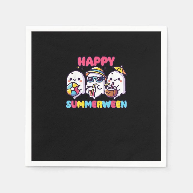 Serviette En Papier Happy Summerween été Halloween drôle (Devant)