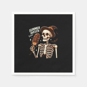 Serviette En Papier Happy Summerween Vibes Skeleton IceCream Summer Ha