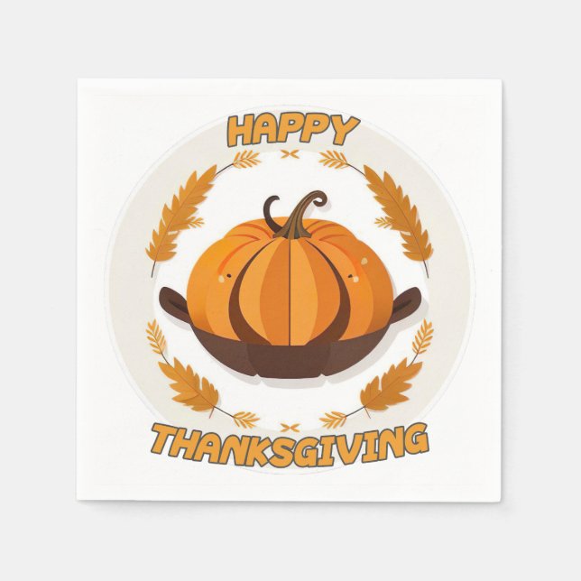 Serviette En Papier Happy thanksgiving (Devant)