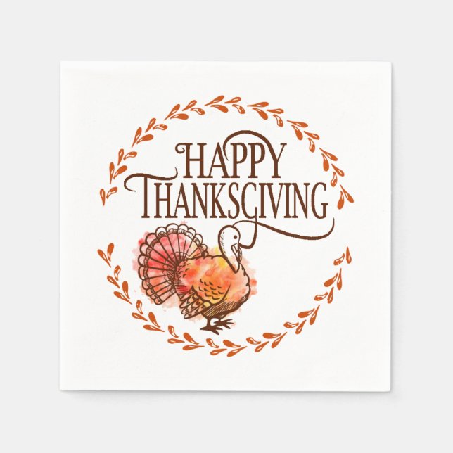 Serviette En Papier Happy Thanksgiving (Devant)