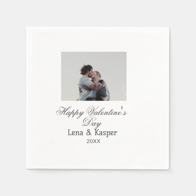 Serviette En Papier Happy Valentine's day couple photo modern simple t (Devant)