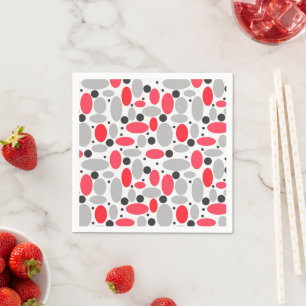 Serviette En Papier haricots et pois rétro rouge gris blanc motif
