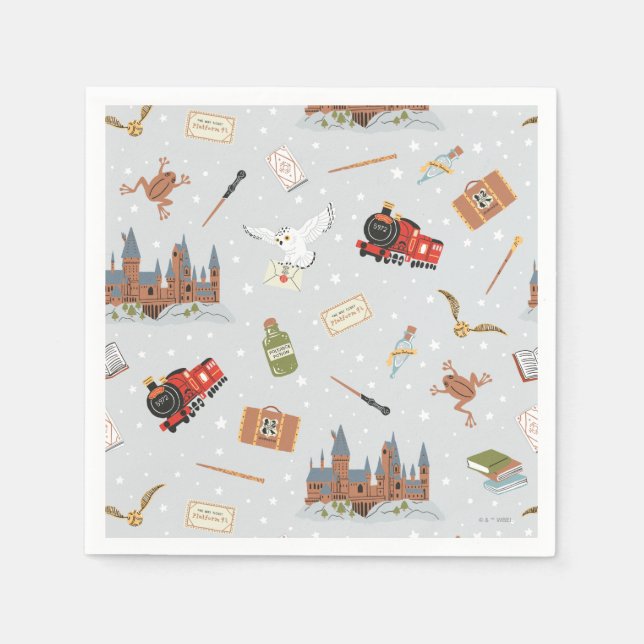 Serviette En Papier Harry Potter Cartoon Hogwarts Pattern (Devant)